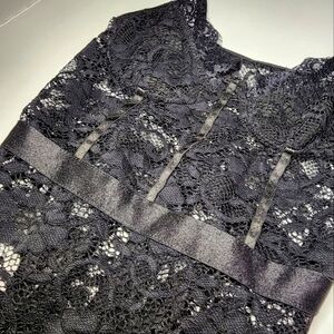 NWOT Black lace mesh thong bodysuit